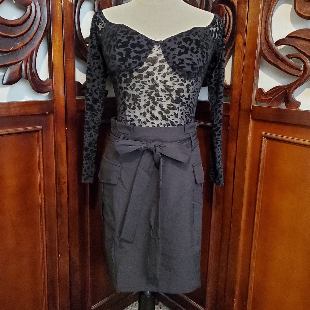 Black sheer animal print bodysuit
